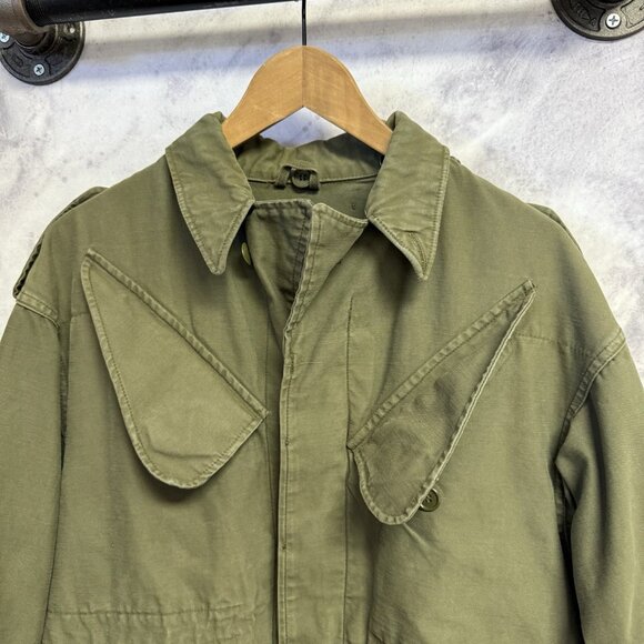 Vintage Military Slant Pocket Jacket Mens Large Green Seyntex 1975 - Picture 3 of 14
